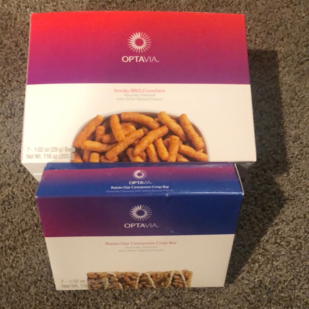 2 Optavia fueling boxes bar and snack crunchers